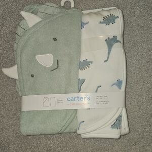Carter's Green Dinosaur Hooded Towel Set